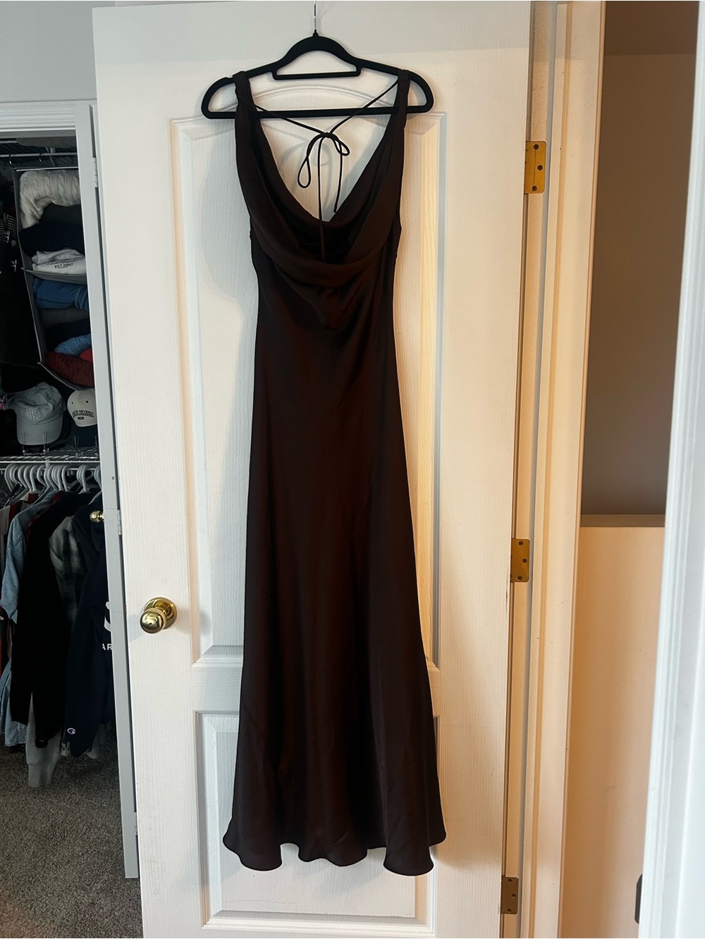Zara Brown Cowl-Neck Maxi Dress